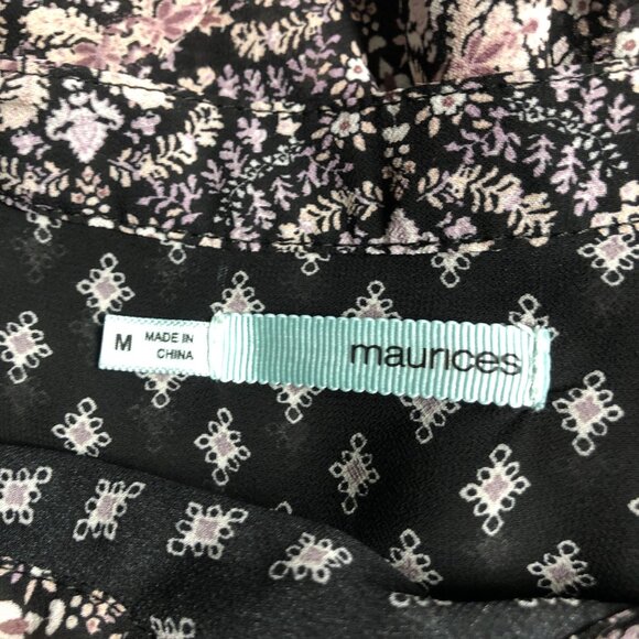 Maurices Top Womens Size Medium Black Pink Lightweight Sheer Peasant Boho Shirt - Picture 5 of 6